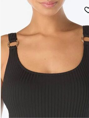 MK Black Ribbed Tank with Gold Ring hardware
